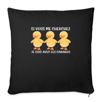 Cadeau agriculteur éleveur de canards - Housse de coussin décorative 45 x 45 cm - noir - Devant