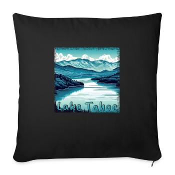 Vacation: New York to Lake Tahoe, Grunge Blue - Sofa pillowcase 17,3'' x 17,3'' (45 x 45 cm) - black - Front