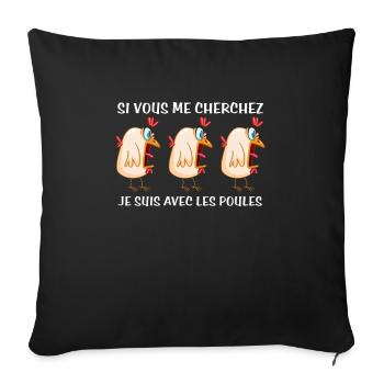 Cadeau agriculteur éleveur de poules - Housse de coussin décorative 45 x 45 cm - noir - Devant