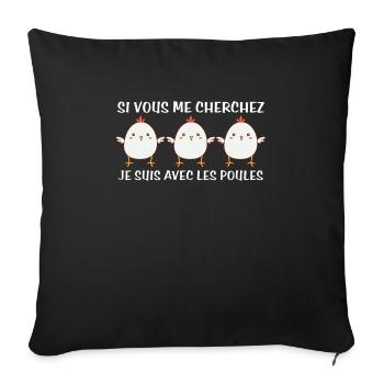 Cadeau agriculteur éleveur de poules - Housse de coussin décorative 45 x 45 cm - noir - Devant