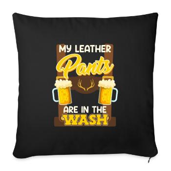 Mei Lederhosn is in da Wäsch Bayerisches Shirt - Housse de coussin décorative 45 x 45 cm - noir - Devant