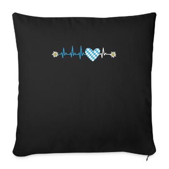 Free State of Bavaria Heart palpitations Bavarian flag - Sofa pillowcase 17,3'' x 17,3'' (45 x 45 cm) - black - Front