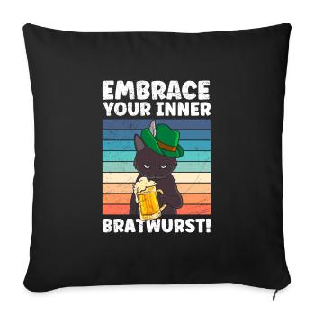 Allemagne Fan de bière Montrez votre saucisse intérieure - Housse de coussin décorative 45 x 45 cm - noir - Devant