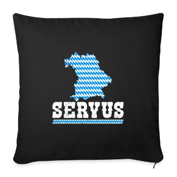 Bayerisch Servus Freistaat Bayern Blau Weiß - Housse de coussin décorative 45 x 45 cm - noir - Devant