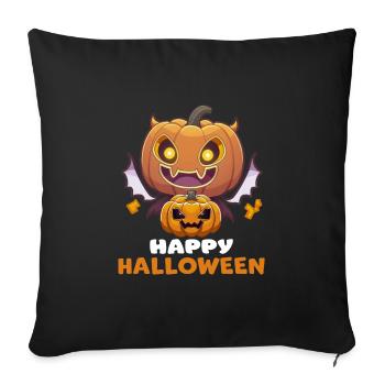 Funny Pumpkin With Wings Happy Halloween Graphic - Sofa pillowcase 17,3'' x 17,3'' (45 x 45 cm) - black - Front