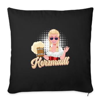 Herbstfest Bayerische Frauen Dirndl Shirt - Housse de coussin décorative 45 x 45 cm - noir - Devant
