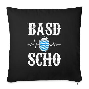 Basd Scho Boarisch Bavaria Flag Bavière Blanc Bleu - Housse de coussin décorative 45 x 45 cm - noir - Devant