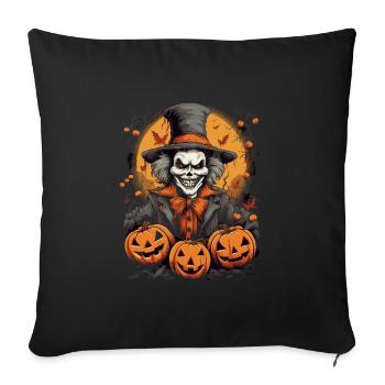 Clown effrayant d’Halloween avec des citrouilles Halloween - Housse de coussin décorative 45 x 45 cm - noir - Devant