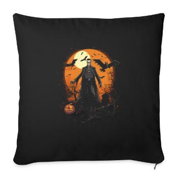 Skeleton Zombie Priest With Bats In Front Of Moon - Sofa pillowcase 17,3'' x 17,3'' (45 x 45 cm) - black - Front