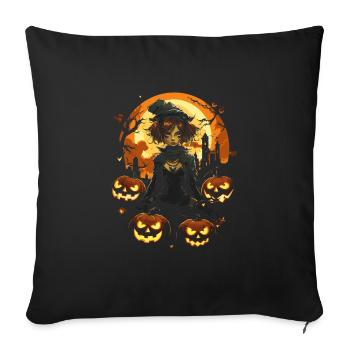 Gruseliges Anime Mädchen Unheimliches Halloween - Sofakissenbezug 45 x 45 cm - Schwarz - Vorne