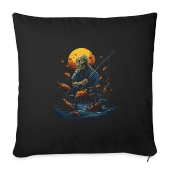 Unheimlicher Angler Gruseliger Halloween Fischer - Sofakissenbezug 45 x 45 cm - Schwarz - Vorne