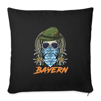 Drapeau bavarois blanc bleu traditionnel - Housse de coussin décorative 45 x 45 cm - noir - Devant