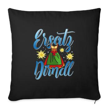 Trachten Frauen Ersatz Dirndl Shirt - Sofakissenbezug 45 x 45 cm - Schwarz - Vorne