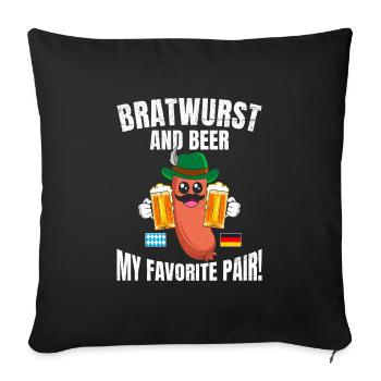 Wurst und Bier sind mein Lebenselixier! Bierfan - Sofakissenbezug 45 x 45 cm - Schwarz - Vorne