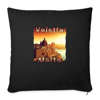 Malte La Valette Couleurs Rouge Centre-ville Vieille Ville - Housse de coussin décorative 45 x 45 cm - noir - Devant