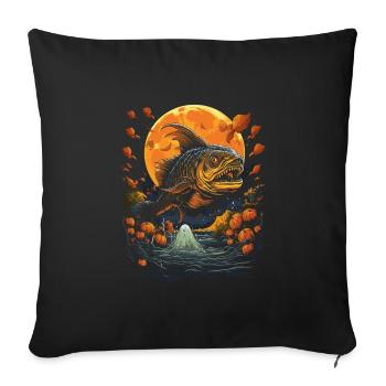 Eaux effrayantes pour la pêche à l’Halloween - Housse de coussin décorative 45 x 45 cm - noir - Devant