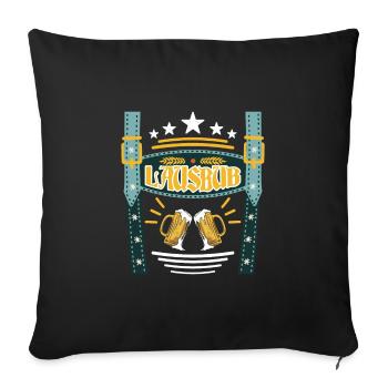 Lederhosen Lausbua Bayerisch Trachten Shirt Herren - Sofakissenbezug 45 x 45 cm - Schwarz - Vorne