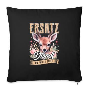 Trachten Frauen Ersatz Dirndl Shirt - Sofakissenbezug 45 x 45 cm - Schwarz - Vorne
