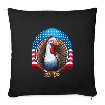 Patriotisches USA Truthahn Thanksgiving - Sofakissenbezug 45 x 45 cm - Schwarz - Vorne