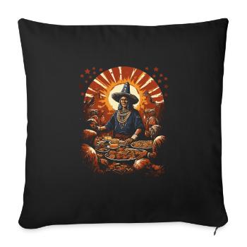 Pilger und Indianer Kulturelles Thanksgiving - Sofakissenbezug 45 x 45 cm - Schwarz - Vorne
