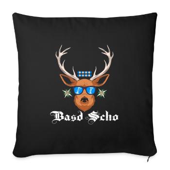 Basd Scho Boarisch Bayern Flagge Bayern Weiß Blau - Sofakissenbezug 45 x 45 cm - Schwarz - Vorne