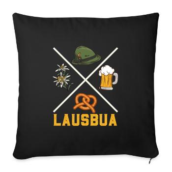 Lausbua Bayerisches Essen Bierfan Brezeln - Sofakissenbezug 45 x 45 cm - Schwarz - Vorne