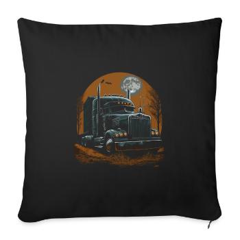 Semi-remorque effrayante d’Halloween pour camion - Housse de coussin décorative 45 x 45 cm - noir - Devant