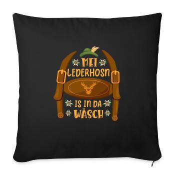 Mei Lederhosn is in da Wäsch Trachtenshirt - Housse de coussin décorative 45 x 45 cm - noir - Devant
