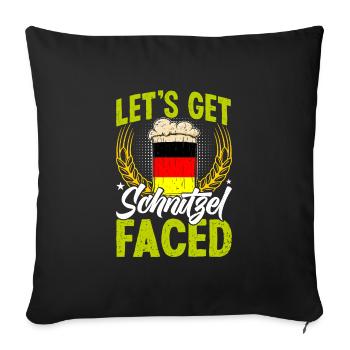 Cuisine allemande Faisons face à Schnitzel Allemand - Housse de coussin décorative 45 x 45 cm - noir - Devant