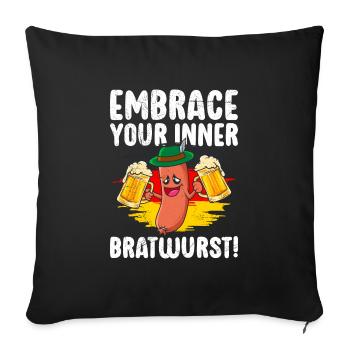 Allemagne Fan de bière Montrez votre saucisse intérieure - Housse de coussin décorative 45 x 45 cm - noir - Devant