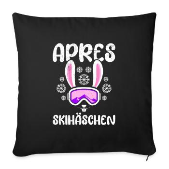 Apres Skihäschen Skihasen Skifahren Frauen - Sofakissenbezug 45 x 45 cm - Schwarz - Vorne