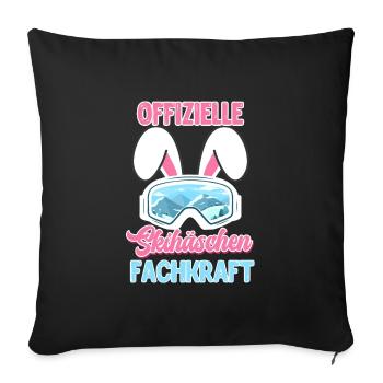 Official Ski Bunny Specialist Rabbit Ears Women - Sofa pillowcase 17,3'' x 17,3'' (45 x 45 cm) - black - Front