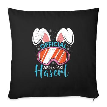 Official Apres-Ski Haserl Skihasen Skifahren - Sofakissenbezug 45 x 45 cm - Schwarz - Vorne