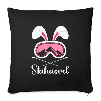 Skihaserl Skihasen Shirt Skihasen Apres Party - Sofakissenbezug 45 x 45 cm - Schwarz - Vorne