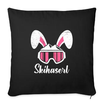 Skihaserl Skihasen Shirt Skihasen Apres Party - Sofakissenbezug 45 x 45 cm - Schwarz - Vorne