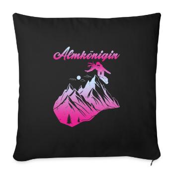 Alm Königin Snowboarden Mädchen Schneepisten - Sofakissenbezug 45 x 45 cm - Schwarz - Vorne