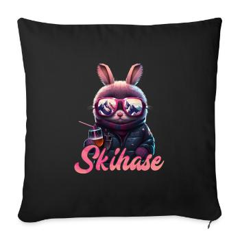 Skihase Cool Skifahren Frauen Apres Party - Sofakissenbezug 45 x 45 cm - Schwarz - Vorne