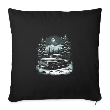 Ambiance nostalgique de Noël : camion vintage - Housse de coussin décorative 45 x 45 cm - noir - Devant