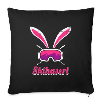 Skihaserl Skihasen Shirt Skihasen Apres Party - Sofakissenbezug 45 x 45 cm - Schwarz - Vorne