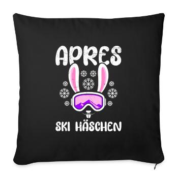 Apres Skihäschen Skihasen Skifahren Frauen - Sofakissenbezug 45 x 45 cm - Schwarz - Vorne