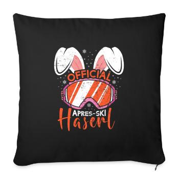 Official Apres-Ski Haserl Skihasen Skifahren - Sofakissenbezug 45 x 45 cm - Schwarz - Vorne
