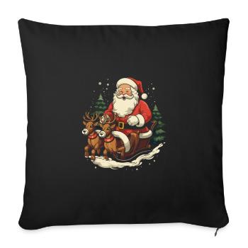 Répandez la joie de Noël avec le Père Noël - Housse de coussin décorative 45 x 45 cm - noir - Devant