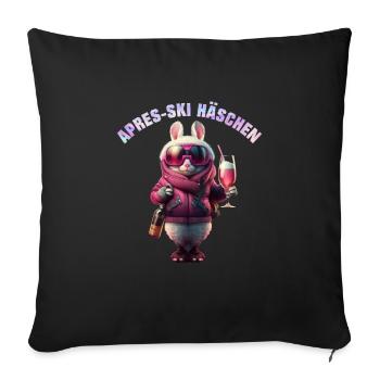Après-Ski Bunny Cool avec Cocktail Ski Party - Housse de coussin décorative 45 x 45 cm - noir - Devant