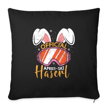 Official Apres-Ski Haserl Skihasen Skifahren - Sofakissenbezug 45 x 45 cm - Schwarz - Vorne