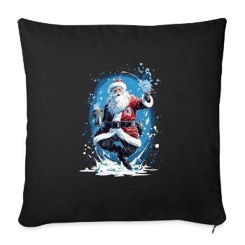 Plaisir de Noël: Père Noël ivre - Housse de coussin décorative 45 x 45 cm - noir - Devant