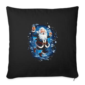 Plaisir de Noël: Père Noël ivre - Housse de coussin décorative 45 x 45 cm - noir - Devant