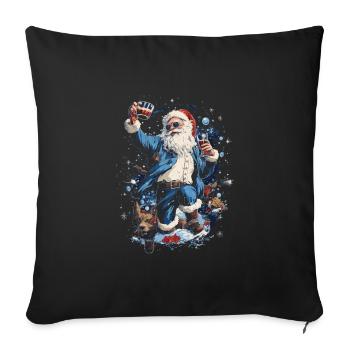 Plaisir de Noël: Père Noël ivre - Housse de coussin décorative 45 x 45 cm - noir - Devant
