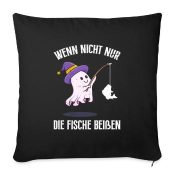 Halloween Wenn Nicht die Fische beißen - Sofakissenbezug 45 x 45 cm - Schwarz - Vorne