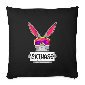Schneehase Apres Party Skihasen Skihaserl - Sofakissenbezug 45 x 45 cm - Schwarz - Vorne