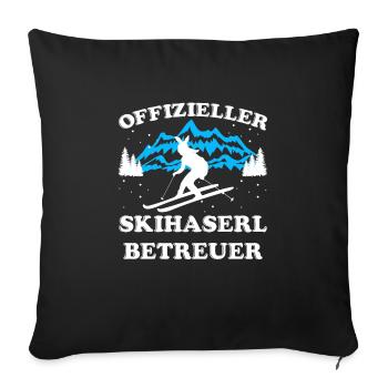 Offizieller Skihaserl Betreuter Skihasen Caretaker - Sofakissenbezug 45 x 45 cm - Schwarz - Vorne